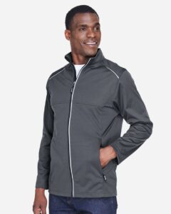 CORE365 CE708T Men’s Tall Techno Lite Three-Layer Knit Tech-Shell – Carbon (on model side)