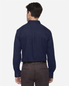 CORE365 88193T Men’s Tall Operate Twill Dress Shirt – Classic Navy (on model back)