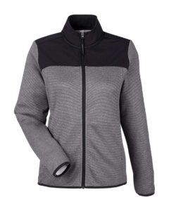 CORE365 CE74W Women’s Venture Heathered Stripe Hybrid Jacket – Black/ White