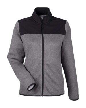 CORE365 CE74W Women’s Venture Heathered Stripe Hybrid Jacket – Black/ White
