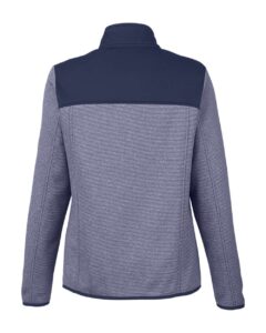CORE365 CE74W Women’s Venture Heathered Stripe Hybrid Jacket – Classic Navy/ White (back)