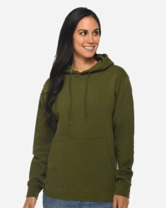 Lane Seven LS14001 Unisex Premium Hoodie Sweatshirt – Army Green (on model)