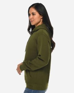 Lane Seven LS14001 Unisex Premium Hoodie Sweatshirt – Army Green (on model side)