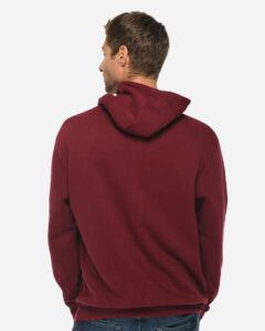 Lane Seven LS14001 Unisex Premium Hoodie Sweatshirt – Burgundy (on model back)