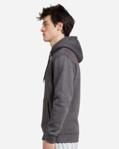Lane Seven LS14001 Unisex Premium Hoodie Sweatshirt – Charcoal Heather (on model side)