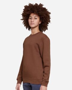 Lane Seven LS14004 Unisex Premium Crewneck Sweatshirt – Chestnut (on model side)