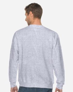 Lane Seven LS14004 Unisex Premium Crewneck Sweatshirt – Heather Grey (on model back)