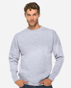 Lane Seven LS14004 Unisex Premium Crewneck Sweatshirt – Heather Grey (on model)