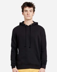 Lane Seven LS13001 Unisex French Terry Hoodie Sweatshirt – Black (on model)