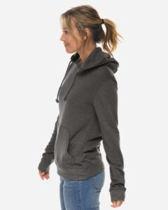 Lane Seven LS13001 Unisex French Terry Hoodie Sweatshirt – Charcoal Heather (on model side)