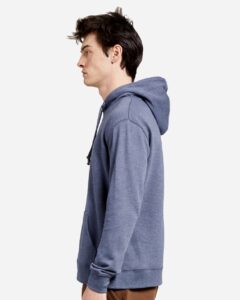 Lane Seven LS13001 Unisex French Terry Hoodie Sweatshirt – Denim Heather (on model side)