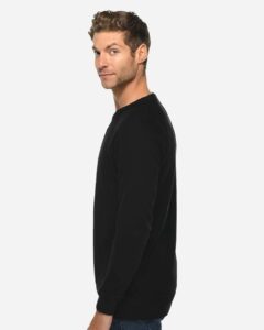 Lane Seven LS13004 Unisex French Terry Crewneck Sweatshirt – Black (on model side)