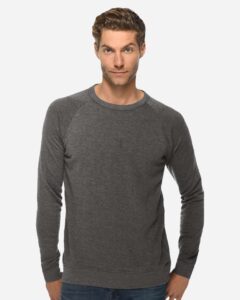 Lane Seven LS13004 Unisex French Terry Crewneck Sweatshirt – Charcoal Heather (on model)