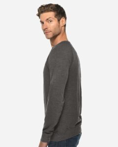 Lane Seven LS13004 Unisex French Terry Crewneck Sweatshirt – Charcoal Heather (on model side)