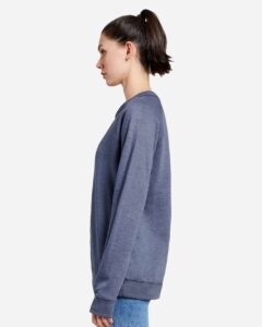 Lane Seven LS13004 Unisex French Terry Crewneck Sweatshirt – Denim Heather (on model side)