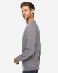 Lane Seven LS13004 Unisex French Terry Crewneck Sweatshirt – Graphite Heather (on model side)