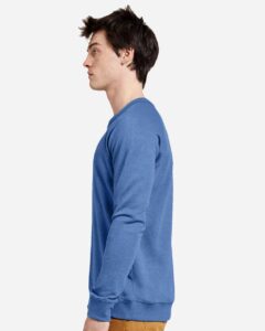 Lane Seven LS13004 Unisex French Terry Crewneck Sweatshirt – Royal Heather (on model side)