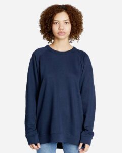 Lane Seven LS13004 Unisex French Terry Crewneck Sweatshirt – Navy (on model)
