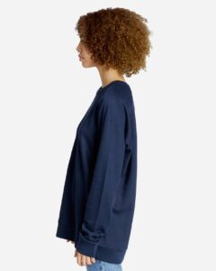 Lane Seven LS13004 Unisex French Terry Crewneck Sweatshirt – Navy (on model side)