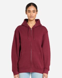 Lane Seven LS14003 Unisex Premium Full-Zip Hoodie Sweatshirt – Burgundy (on model)
