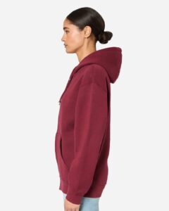 Lane Seven LS14003 Unisex Premium Full-Zip Hoodie Sweatshirt – Burgundy (on model side)