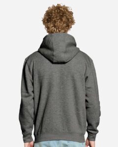 Lane Seven LS14003 Unisex Premium Full-Zip Hoodie Sweatshirt – Charcoal Heather (on model back)