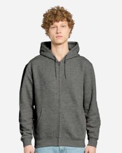 Lane Seven LS14003 Unisex Premium Full-Zip Hoodie Sweatshirt – Charcoal Heather (on model)