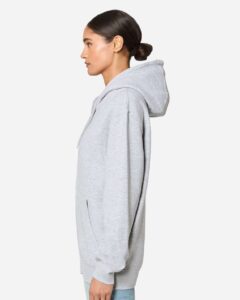 Lane Seven LS14003 Unisex Premium Full-Zip Hoodie Sweatshirt – Heather Grey (on model side)