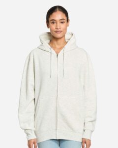 Lane Seven LS14003 Unisex Premium Full-Zip Hoodie Sweatshirt – Oatmeal Heather (on model)