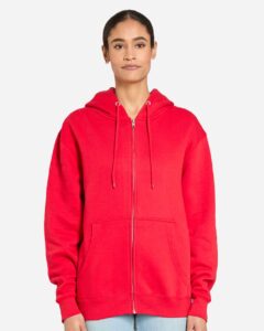 Lane Seven LS14003 Unisex Premium Full-Zip Hoodie Sweatshirt – Red (on model)