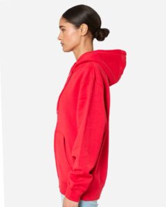 Lane Seven LS14003 Unisex Premium Full-Zip Hoodie Sweatshirt – Red (on model side)