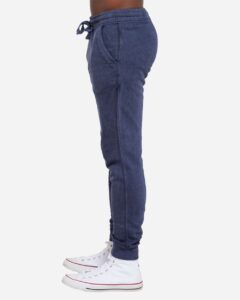 Lane Seven LST009 Unisex Vintage Joggers – Vintage Denim (on model side)