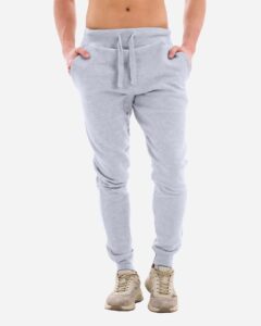 Lane Seven LST006 Unisex Premium Joggers – Heather Grey (on model)
