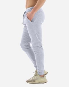 Lane Seven LST006 Unisex Premium Joggers – Heather Grey (on model side)