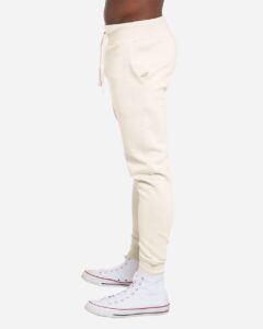 Lane Seven LST006 Unisex Premium Joggers – Sandshell (on model side)