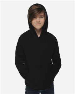 Lane Seven LS1401Y Youth Premium Hoodie Sweatshirt – Black (on model)