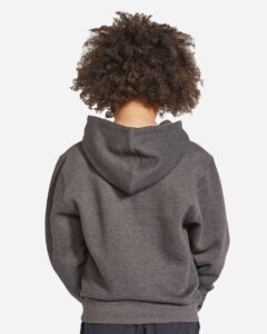 Lane Seven LS1401Y Youth Premium Hoodie Sweatshirt – Charcoal Heather (on model back)