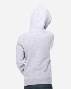 Lane Seven LS1401Y Youth Premium Hoodie Sweatshirt – Heather Grey (on model back)
