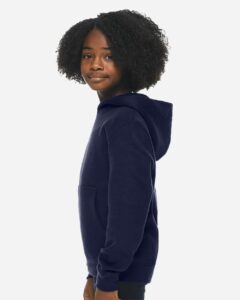 Lane Seven LS1401Y Youth Premium Hoodie Sweatshirt – Navy (on model side)