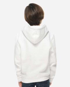 Lane Seven LS1401Y Youth Premium Hoodie Sweatshirt – White (on model back)