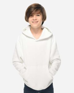 Lane Seven LS1401Y Youth Premium Hoodie Sweatshirt – White (on model)
