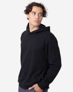 econscious EC5300 Unisex Reclaimist Fiber Hooded Sweatshirt – Black (on model side)