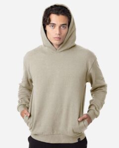 econscious EC5300 Unisex Reclaimist Fiber Hooded Sweatshirt – Pumice (on model)