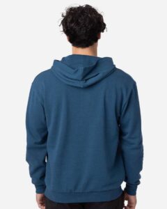 econscious EC5300 Unisex Reclaimist Fiber Hooded Sweatshirt – Tidal Blue (on model back)