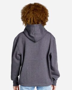 Lane Seven LS18002 Unisex Future Hoodie Sweatshirt – Heather Charcoal (on model back)