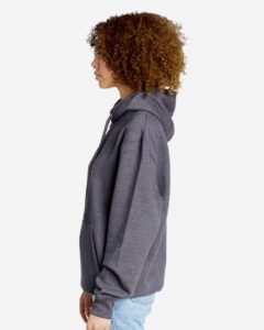 Lane Seven LS18002 Unisex Future Hoodie Sweatshirt – Heather Charcoal (on model side)