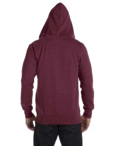 econscious EC5680 Unisex Heathered Full-Zip Hooded Sweatshirt – Berry (on model back)