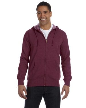 econscious EC5680 Unisex Heathered Full-Zip Hooded Sweatshirt – Berry (on model)
