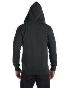 econscious EC5680 Unisex Heathered Full-Zip Hooded Sweatshirt – Charcoal (on model back)