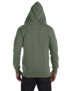 econscious EC5680 Unisex Heathered Full-Zip Hooded Sweatshirt – Military Green (on model back)